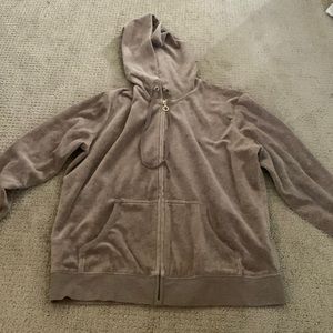 Womens brown velvet zip up